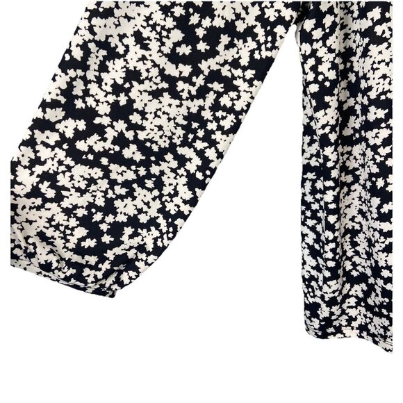 Talbots Top Blouse Black and White Floral Size 1X Spring Classic Long Sleeve - Picture 2 of 9